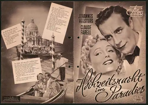 Filmprogramm DNF, Hochzeitsnacht im Paradies, Johannes Heesters, Gretl Schörg, Fritz remond, Regie Geza von Bolvary