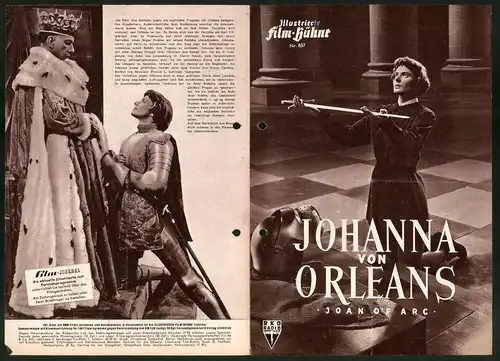 Filmprogramm IFB Nr. 837, Johanna von Orleans (Joan of Arc), Ingrid Bergman, Jose Ferrer, Regie Victor Fleming