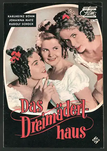Filmprogramm DNF Nr. 4201, Das Dreimäderlhaus, Karlheinz Böhm, Johann Matz, Rudolf Schock, Regie Ernst Marischka