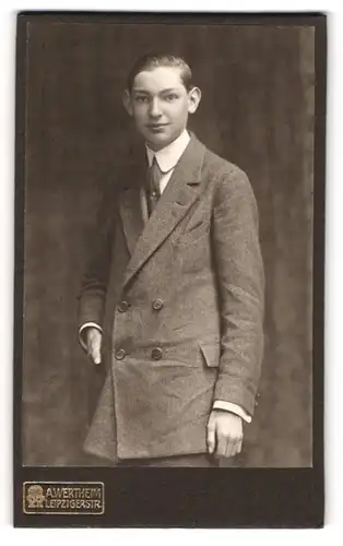 Fotografie A. Wertheim, Berlin, Portrait junger Mann in eleganter Kleidung mit Krawatte