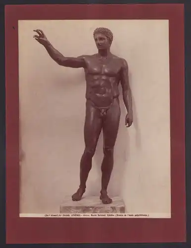 Fotografie Alinari, Athenes, Musee National, Ephebe, Bronze de l'ecole polyclteenne, Grossformat 31 x 23cm