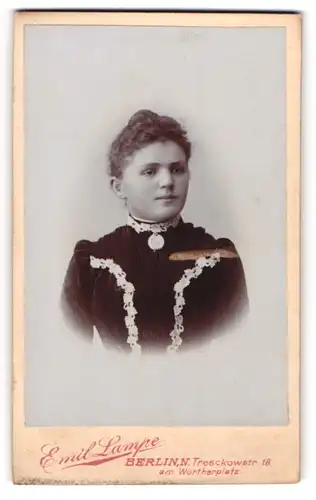 Fotografie Emil Lampe, Berlin-N, Portrait junge Dame mit hochgestecktem Haar