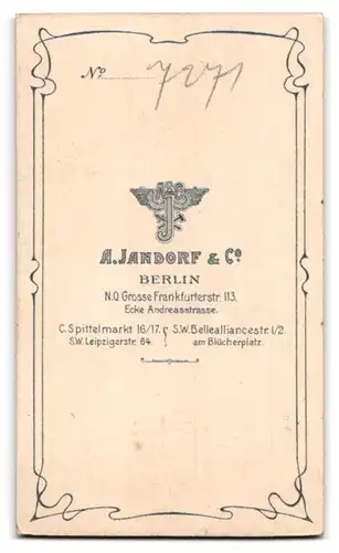 Fotografie A. Jandorf & Co., Berlin, Portrait niedliches Baby im langen weissen Kleid