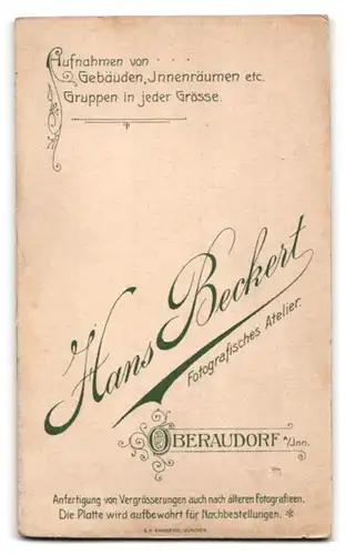 Fotografie H. Beckert, Oberaudorf a / Inn, Portrait junger Her im Anzug mit Krawatte