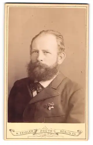 Fotografie H. Zeidler, Berlin, Portrait stattlicher Herr mit Vollbart