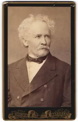 Fotografie O. Schmidt, Tharand, betagter Mann mit Anzug und Fliege