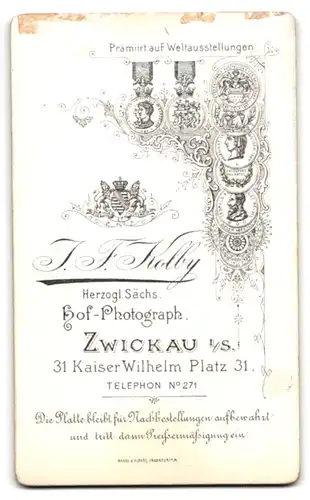Fotografie J.F. Kolby, Zwickau a/S., Portrait Mann mit Schnauzbart