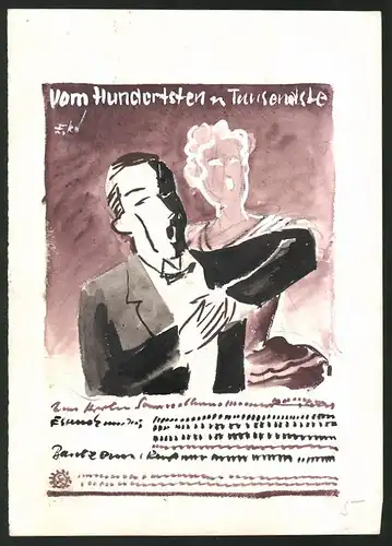 Ansichtskarten-Entwurf Erich Roehle, Glauchau i. Sa., vom Hundertsten ins Tausendste, Festhalle Bautzen