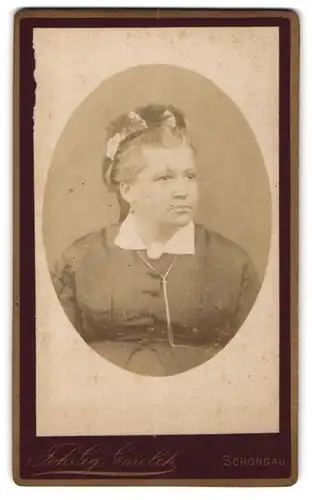 Fotografie Joh. Gg. Gmelch, Schongau, Portrait Dame mit Kopfputz