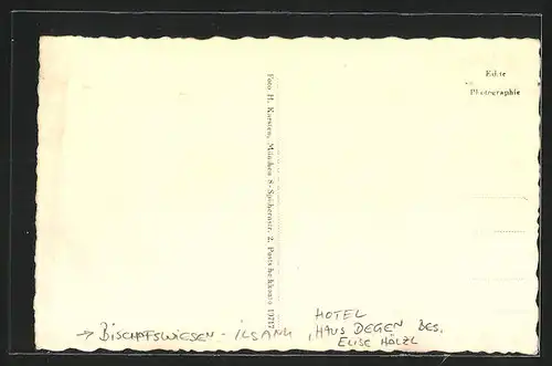 AK Bischofswiesen-Ilsank, Hotel Haus Degen, Inh. Elise Hölzl