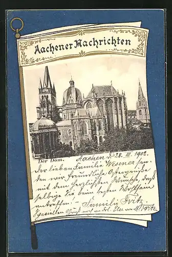 Zeitungs-AK Aachen, Domansicht auf der Titelseite der Aachener Nachrichten