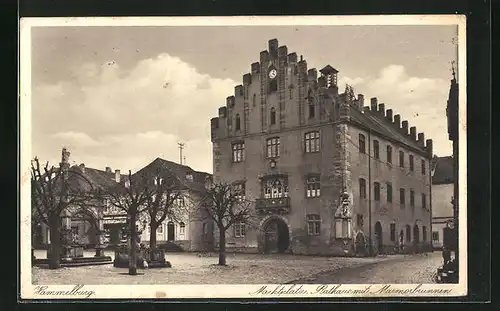 AK Hammelburg, Marktplatz, Rathaus mit Marmorbrunnen