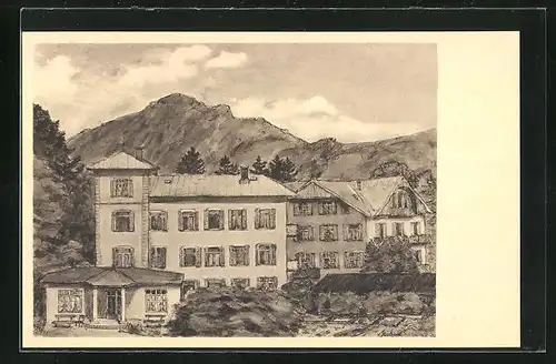 Künstler-AK Bad Reichenhall, Blick auf das Marienheim