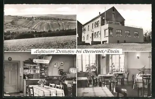 AK Dellhofen, Gasthaus-Pension Zum Kronprinzen, Innenansicht, Ortspartie