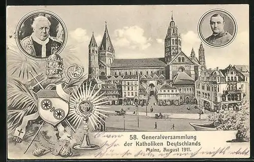 AK Mainz, 58. Generalversammlung der Katholiken Deutschlands 1911, Papst