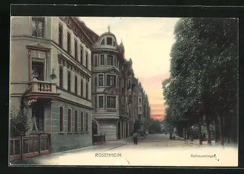 AK Rosenheim, Blick in die Rathausstrasse