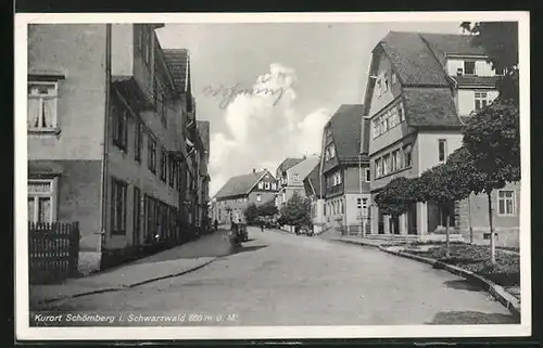 AK Schömberg i. Schwarzwald, Strassenpartie mit Gebäudeansicht