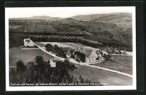 AK Waldmichelbach / Odenwald, Panoramablick auf Gasthaus-Pension Zur schönen Aussicht