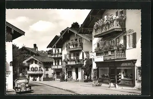 AK Tegernsee, Rosenstrasse mit Handlung Jakob Ahrl und Karl Kettl