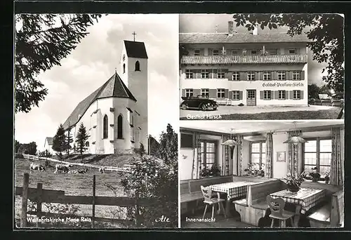 AK Maria Rain im Allgäu, Gasthof Hirsch, Innenansicht, Wallfahrtskirche