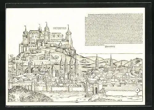 AK Würzburg-Herbipolis, Ortsansicht als Holzschnitt 1493