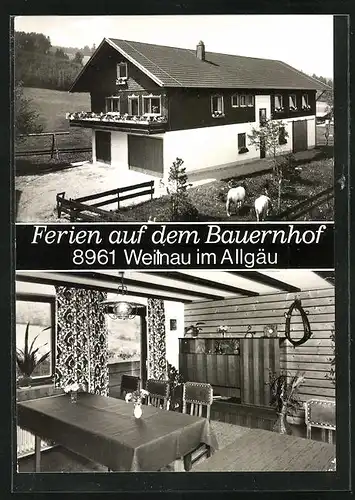 AK Weitnau im Allgäu, Ferien auf dem Bauernhof in zwei Ansichten