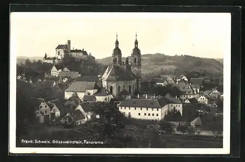 AK Gössweinstein /Fränk. Schweiz, Panorama mit Burg und Kirche