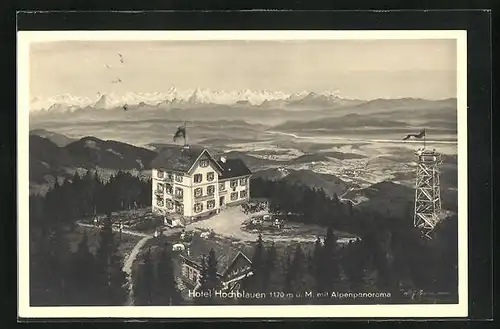 AK Hochblauen /Schwarzwald, Hotel Hochblauen mit Alpenpanorama