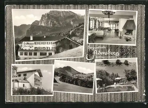 AK Rottau /Chiemgau, Fünf Ansichten vom Berggasthaus und Pension Adersberg