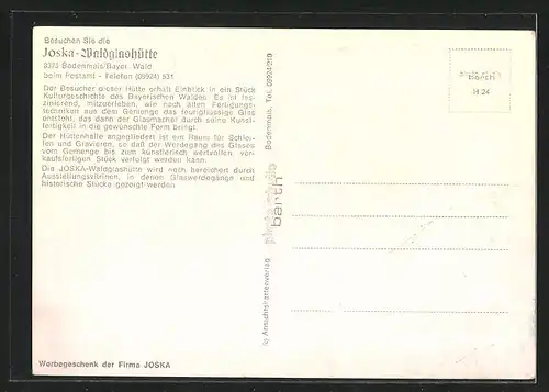 AK Bodenmais / Bayr. Wald, Gasthof Joska Waldglashütte