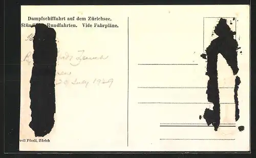 AK Zollikon, Landkarte und Dampfschiffahrt auf dem Zürichsee