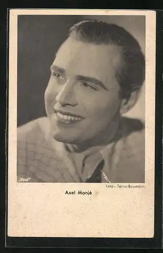 AK Schauspieler Axel Monjè im Anzug zur Seite lächelnd