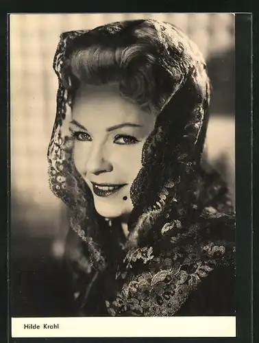 AK Schauspielerin Hilde Krahl mit schwarzem Schleier