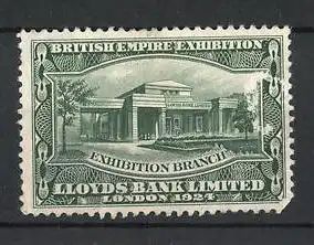 Reklamemarke London, British Empire Exhibition 1924, Lloyds Bank Limited