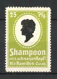 Reklamemarke Shampoon m. d. schwarzen Kopf, Herrenbüste