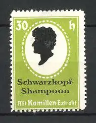 Reklamemarke Schwarzkopf-Shampoon mit Kamillen-Extrakt, Herrenbüste