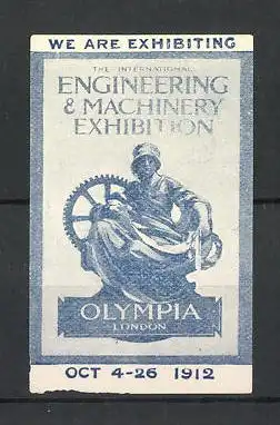Reklamemarke London, the International Engeneering & Machinery Exhibition 1912, Statue Olympia