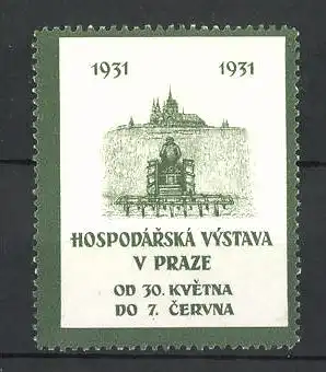Reklamemarke Praze, Hospodárská Vystava 1931, Denkmal und Kirche
