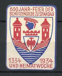 Reklamemarke 600 Jahr-Feier der Schützengilde zu Spandau, 1334-1934, Wappen