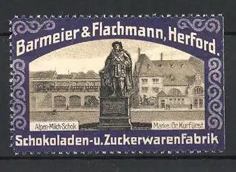Reklamemarke Alpenmilchschokolade Marke Gr. Kurfürst, Barmeier & Flachmann, Herford, Denkmal