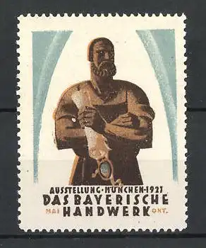 Reklamemarke München Ausstellung Das bayrische Handwerk 1927, Schmied mit Schürze