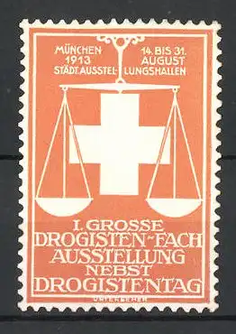 Reklamemarke München, 1. Grosse Drogisten-Fach-Ausstellung 1913, Waage