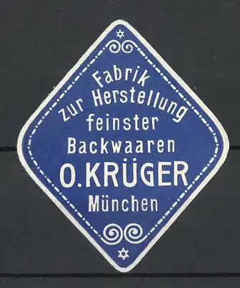 Reklamemarke Backwaren-Fabrik O. Krüger, München