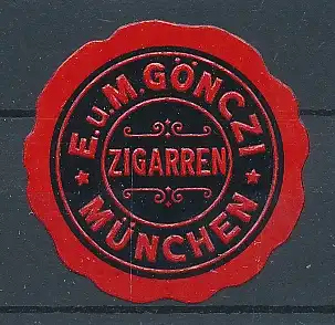 Präge-Reklamemarke Zigarren von E. und M. Gönczi, München