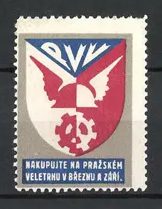 Reklamemarke Zari, Nakupujte na Prazském Veletrhu v Breznu, Messelogo Wappen