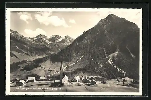 AK Mittelberg, Panorama mit Zwölfer und Schafalpköpfen