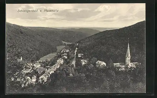 AK Schlangenbad, Ortsansicht vom Musensitz aus gesehen