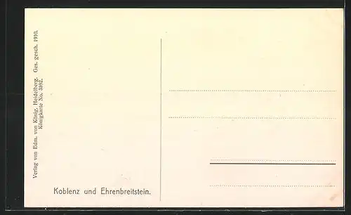 AK Koblenz, Teilansicht mit Ehrenbreitstein