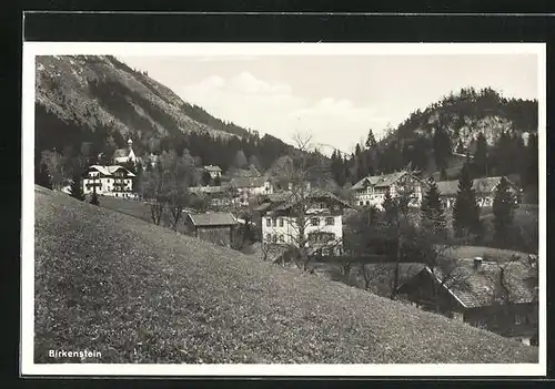 AK Birkenstein, Hotel u. Pension Seidel, Kirche mit Totalansicht