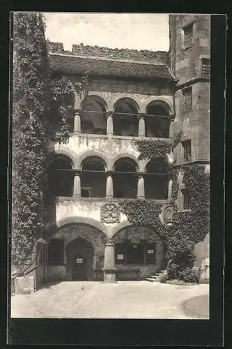 AK Heidelberg, die Arkaden im Schlosshof